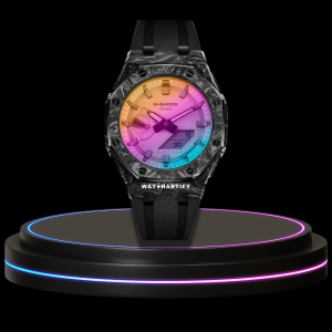 41 d6bc141f e2d4 49d5 958e c6d45b9d8d39 G-SHOCK Casio GA2100 | CARBON FIBER Series Carbon Fiber Shine Rainbow Mod Rainbow Dial | Midnight Black Rubber