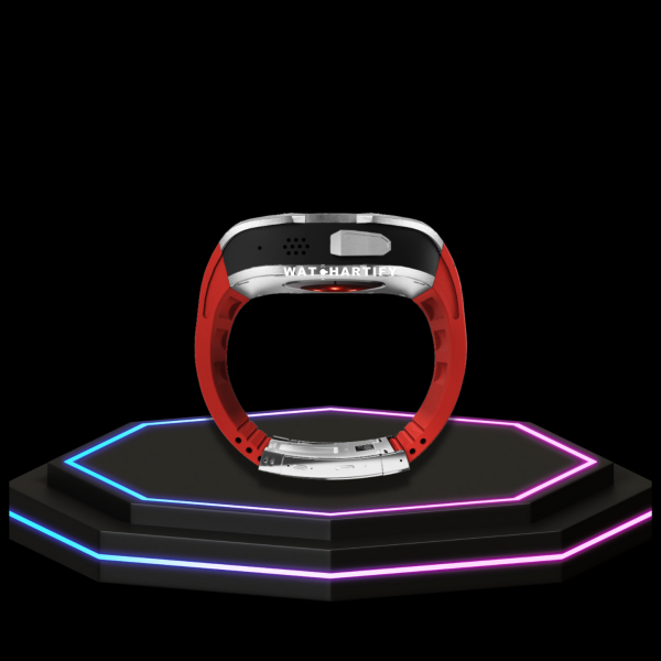 41 ebcb17f6 2f47 42c5 8951 0421ad567422 Apple Watch Ultra Case 49MM - TITAN Pro Series Silver Titan | Scarlet Red Rubber