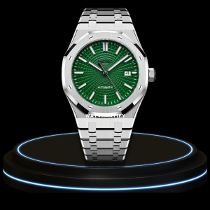 42 028f03a0 f04c 4aaf b719 9bc4e6417df7 SEIKO Mod Royal Oak Collection Deep Green Circle Dial NH35 Movement Silver Stainless Steel Strap