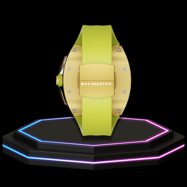 42 12234e70 af0c 4def 8340 4f851d3892ef Apple Watch Case 45MM - CONCEPT GOLD Series Champagne | Lime Green Rubber