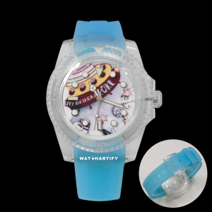 42 454851d0 142d 4418 9382 7dde957af187 Watchartify Series Cartoon Face 40MM NH35 Automatic Movement Tiffany Blue Rubber