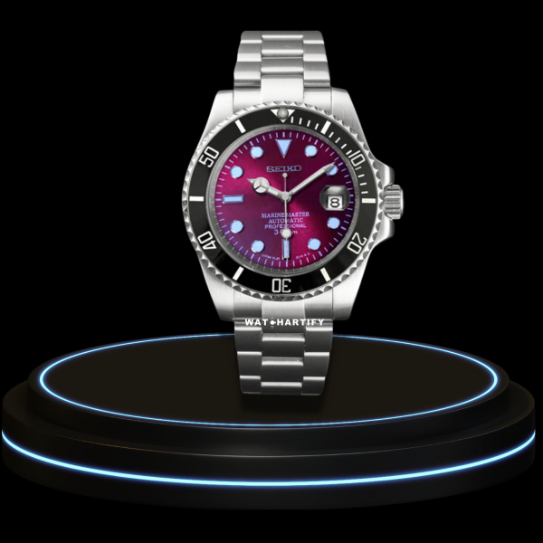 42 b4f69285 a60f 4bb9 9e61 8e01d6a793f8 SEIKO Mod Submariner Collection Purple Light Dial Dark Bezel NH35 Movement Silver Stainless Steel Strap