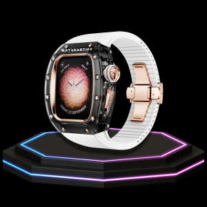 Apple Watch Case 45MM - CRYSTAL ROSE Series Obsidian | Snow White Rubber