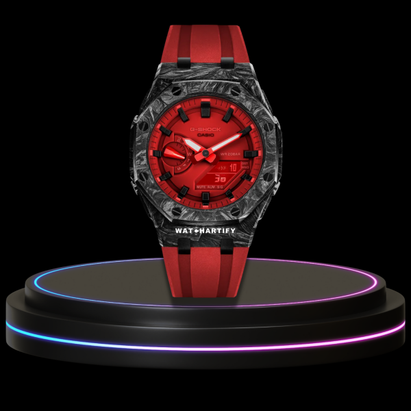 43 781c6dc2 7659 4264 9a4c 454b4245d9c4 G-SHOCK Casio GA2100 | CARBON FIBER Series Carbon Fiber Mod Diablo Red Dial | Red Rubber
