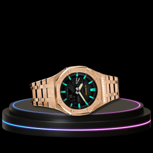 43 f2eef2e0 afc8 4841 82a8 c2c1b2e80479 G-SHOCK Casio GA2100 | Rose Gold Series Midnight Black Dial Tiffany Blue Marker | Rose Gold Stainless Steel Strap