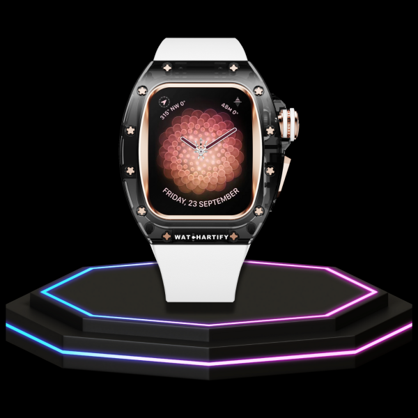Apple Watch Case 44MM - CRYSTAL ROSE Series Obsidian | Snow White Rubber