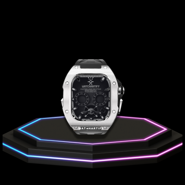 45 59e6af67 b3c3 478a b767 f9f223df481a Apple Watch Ultra Case 49MM - TITAN Pro Series Silver Titan | Midnight Rubber