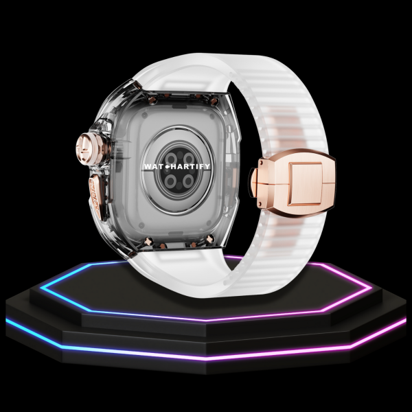 Apple Watch Ultra Case 49MM - CRYSTAL Pro Rose Gold Series Obsidian | Crystal Frost Rubber