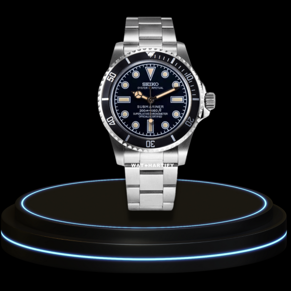 46 60e6c04f 743a 4c1a a85a c82410945c42 SEIKO Mod Submariner Collection Midnight Black Yellow Dial Dark Bezel NH35 Movement Silver Stainless Steel Strap