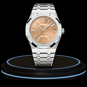 49 6d954d6c 04ca 431f 980e 73bca87e330d SEIKO Mod Royal Oak Collection Light Orange Dial NH35 Movement Silver Stainless Steel Strap