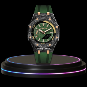 49 f26cec9f f1b9 4082 a477 de48de541103 G-SHOCK Casio GA2100 | OFFSHORE Series Carbon Fiber Mod Green Rose Gold Dial | Green Rubber