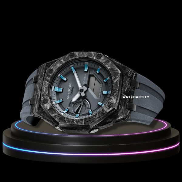 G-SHOCK Casio GA2100 | CARBON FIBER Series Carbon Fiber Mod Blue Dial Snow Blue | Grey Rubber