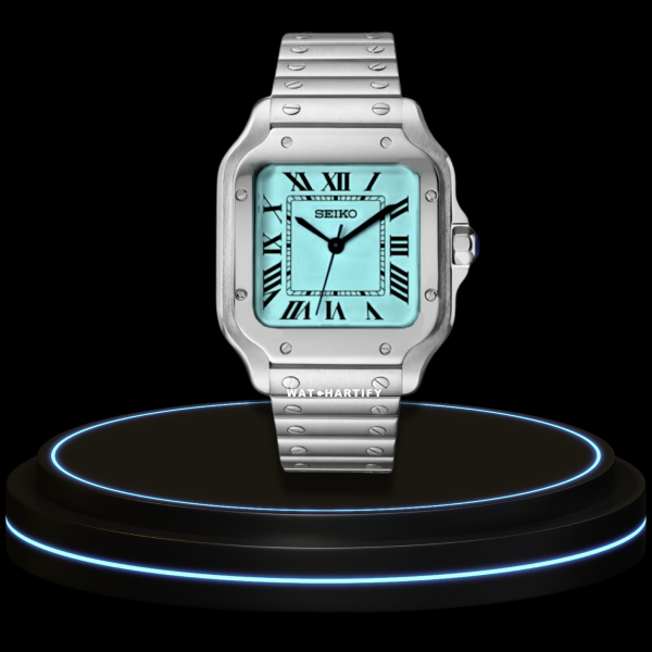 4 2406118b e1bd 4257 b92d f20e5b2b4dab SEIKO Mod Santos Collection Tiffany Blue Dial NH35 Movement Silver Stainless Steel Strap