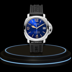 4 490a095c 973c 4a5e a5fd cfded0fac7fc SEIKO Mod Panerai Collection Deep Blue Dial Sunset Orange Markers NH35 Movement Midnight Black Rubber