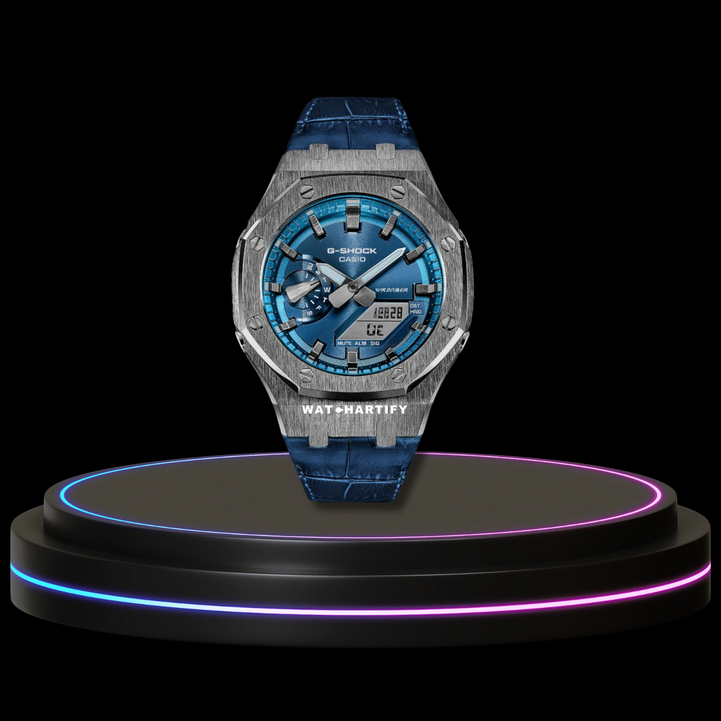 G-SHOCK Casio GA2100 | Titanium Series Metallic Tiffany Blue Dial Titanium Marker | Deep Blue Leather