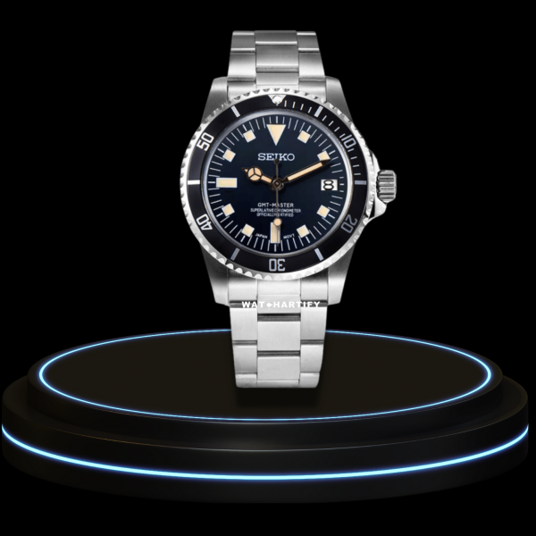 50 0f0a1c19 25a7 48aa 8a33 7b57c8400299 SEIKO Mod Submariner Collection Midnight Black Square Dial Dark Bezel NH35 Movement Silver Stainless Steel Strap