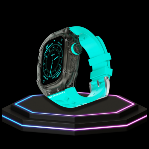 50 32336ab0 0420 46f8 aa15 fcff7334388d Apple Watch Ultra Case 49MM - ICE Pro Series Dark Crystal | Fluorescent Tiffany Blue Rubber