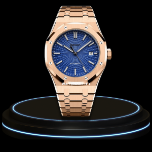 50 8bad88e9 67f5 4b51 be97 f112eb24221f SEIKO Mod Royal Oak Collection Deep Blue Circle Dial NH35 Movement Rose Gold Stainless Steel Strap