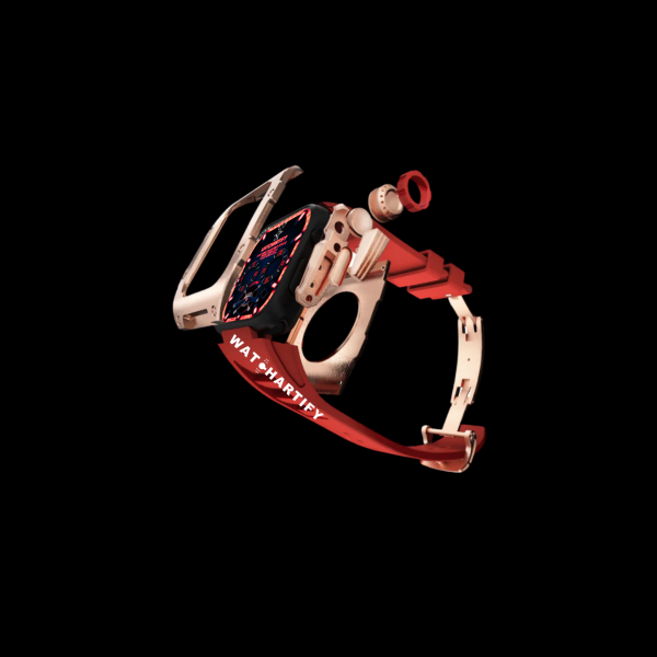 Apple Watch Case 44MM - TITAN Series Rose Gold Titanium | Red Rubber