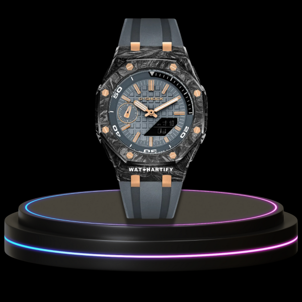 51 c116de21 c263 4ce2 9120 65c9f662af7c G-SHOCK Casio GA2100 | OFFSHORE Series Carbon Fiber Pro Mod Grey Rose Gold Dial | Grey Rubber