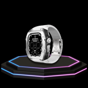 51 cea93a02 e12d 4e8b 872d cbb0bc5ebfc5 Apple Watch Ultra Case 49MM - TITAN Pro Series Silver Titan | Snow White Rubber