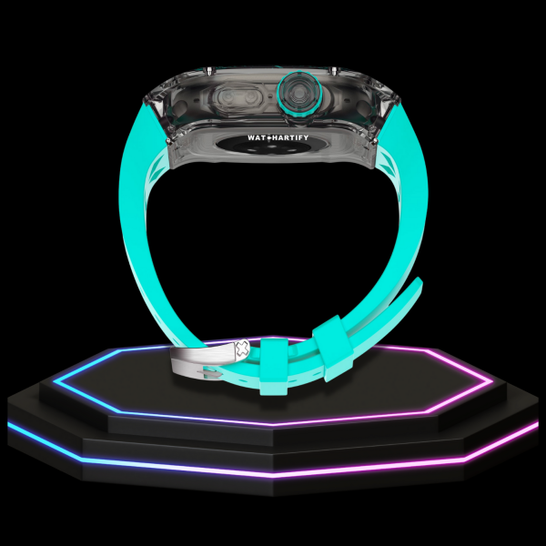 53 5df1241a 4844 4805 bc80 165553554291 Apple Watch Ultra Case 49MM - ICE Pro Series Dark Crystal | Fluorescent Tiffany Blue Rubber