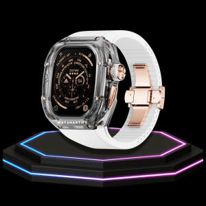 53 91e17f88 f7db 4107 985c db15c95f709c Apple Watch Ultra Case 49MM - CRYSTAL Pro Rose Gold Series Obsidian | Snow White Rubber