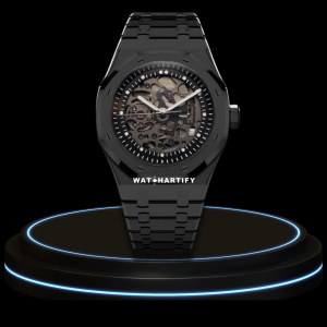 SEIKO Mod Royal Oak Collection Midnight Black Skeleton Dial NH35 Movement Dark Stainless Steel Strap