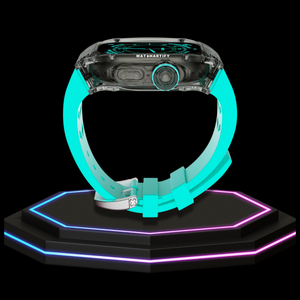 55 601ede76 ce07 4fda 80f0 9205a4f8a250 Apple Watch Ultra Case 49MM - ICE Pro Series Dark Crystal | Fluorescent Tiffany Blue Rubber