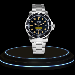 SEIKO Mod Submariner Collection Vintage Prospex Dial Dark Bezel NH35 Movement Silver Stainless Steel Strap