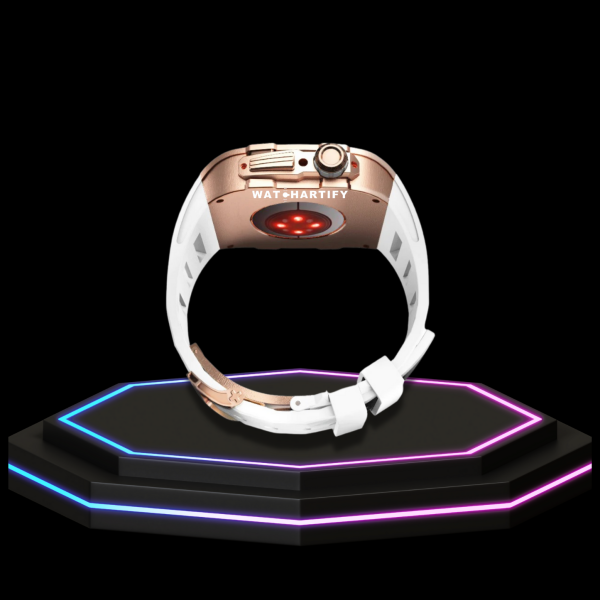 55 8e10e4c9 bd70 4caf 8743 8409a12b469c 1 Apple Watch Case 45MM - TITAN Series Rose Gold Titanium | Snow White Rubber