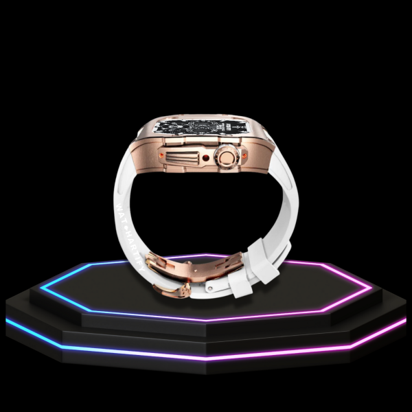 56 ca5b2f34 c618 4f2a 8651 6f119646a92b 1 Apple Watch Case 45MM - TITAN Series Rose Gold Titanium | Snow White Rubber