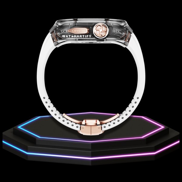 Apple Watch Ultra Case 49MM - CRYSTAL Pro Rose Gold Series Obsidian | Snow White Rubber