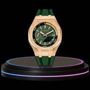 57 b5b34f54 6a04 42a0 b652 17cf636fae4a G-SHOCK Casio GA2100 | OFFSHORE Series Rose Gold Mod Green Rose Gold Dial | Green Rubber