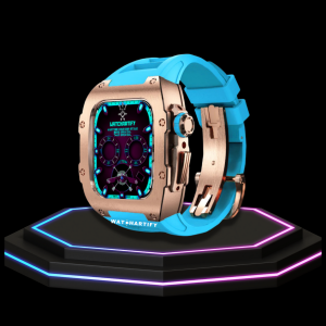 58 e5d225aa 11b1 4be5 b0ad 6ea0bd86b297 Apple Watch Case 44MM - TITAN Series Rose Gold Titanium | Tiffany Blue Rubber