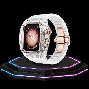 Apple Watch Case 45MM - CRYSTAL ROSE Series Radiant | Snow White Rubber