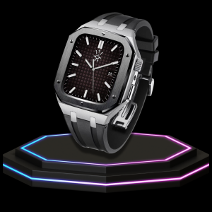 5 161e9049 dac1 4b96 a8c5 a53db765cfaa Apple Watch Case 44MM - GONDOLO Series Black Silver | Midnight Rubber