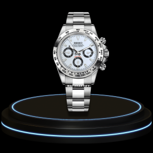 5 230896f9 8952 4aed 9e10 671576169dc7 SEIKO Mod Daytona Collection light Blue Dial Grey Bezel VK64 Caliber Hybrid Movement Silver Stainless Steel Strap