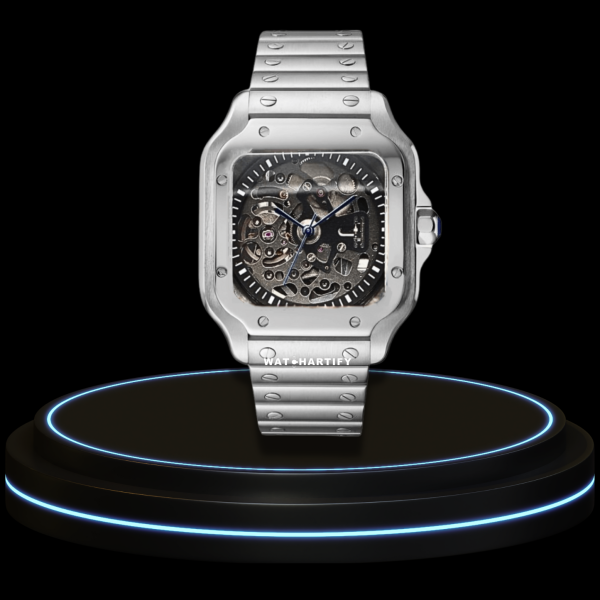 5 7818f70d d1bd 44a5 9c47 f313cdc90fc7 SEIKO Mod Santos Collection Skeleton Dial NH35 Movement Silver Stainless Steel Strap