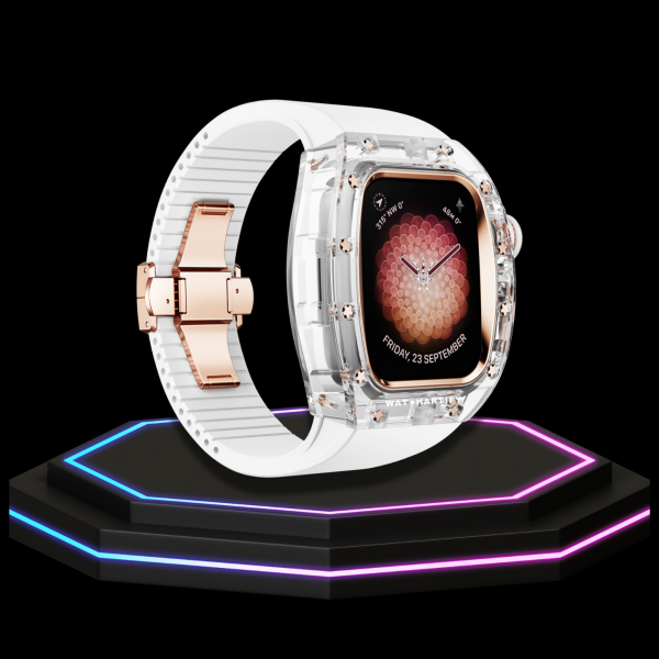 61 52c0f4f3 22cb 4cac ae36 e39e2a819ab7 Apple Watch Case 44MM - CRYSTAL ROSE Series Radiant | Snow White Rubber