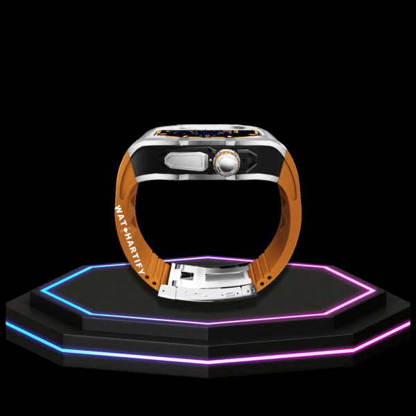 63 18f75294 662e 4368 a4c0 e83bced6f80f Apple Watch Ultra Case 49MM - TITAN Pro Series Silver Titan | Sunset Rubber