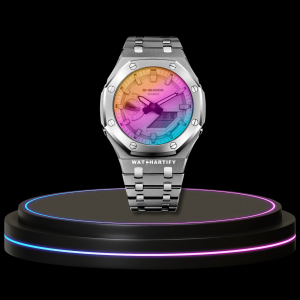 63 8429e22b 5157 42e3 8f1e 67fb2e6742f0 G-SHOCK Casio GA2100 | Silver Series Rainbow Surface Dial | Silver Stainless Steel Strap