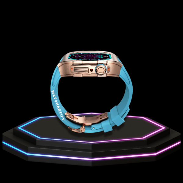 63 d72585d2 03b0 43fd a4ca 5f5c8489e836 1 Apple Watch Case 45MM - TITAN Series Rose Gold Titanium | Tiffany Blue Rubber