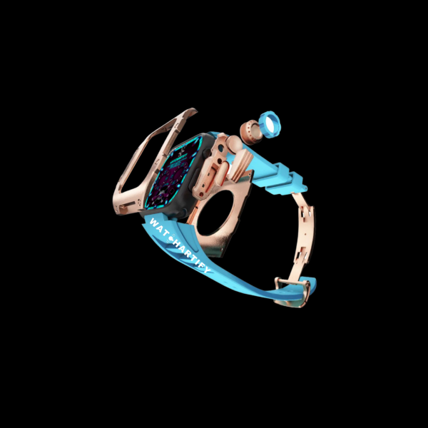 64 84e30be5 f223 474e 8aff 190aa3e32e01 1 Apple Watch Case 45MM - TITAN Series Rose Gold Titanium | Tiffany Blue Rubber