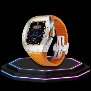 64 a64fbbed 8067 4c45 b75a 6f548487f802 Apple Watch Case 45MM - TITANIUM CARBON Silver Series Titan | Sunset Rubber