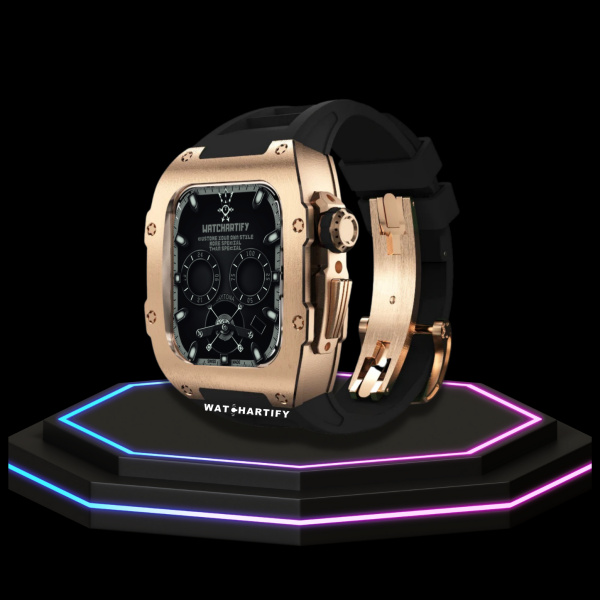 Apple Watch Case 45MM - TITAN Series Rose Gold Titanium | Dark Rubber