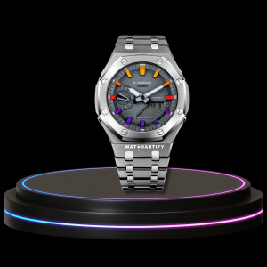 67 75366653 07b2 41e1 95a4 da3d920febad G-SHOCK Casio GA2100 | Silver Series Grey Dial Rainbow Marker | Silver Stainless Steel Strap