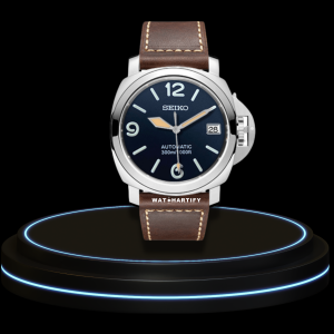 6 99012dee ae74 495b 8995 af4b20d5d323 SEIKO Mod Panerai Collection Night Blue Dial Light Brown Markers NH35 Movement Brown Rubber