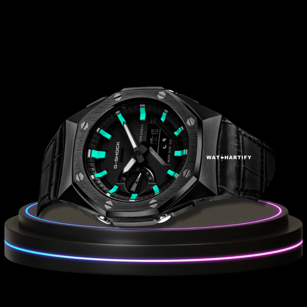 6 bbb3c0ef 10f8 460a a287 8d3562a643e5 G-SHOCK Casio GA2100 | SPORT Series Midnight Black Mod Dark Tiffany Dial | Dark Leather