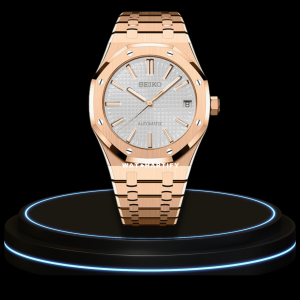 6 c3abdf96 d508 4110 859a 3976e8aea144 SEIKO Mod Royal Oak Collection Creamy White Dial NH35 Movement Rose Gold Stainless Steel Strap
